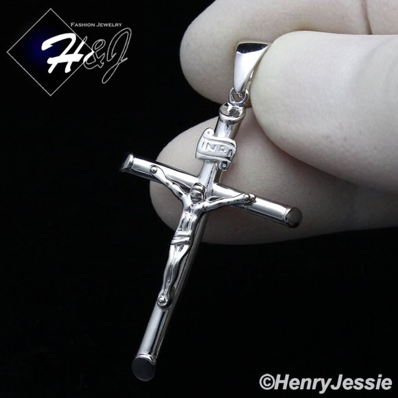 925 STERLING SILVER 2MM CURB CHAIN CROSS PENDANT*J - Picture 2 of 8
